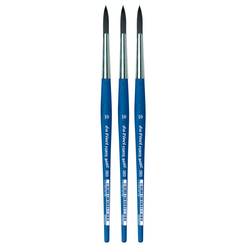 FORTE BASIC Student Brush, Synthetic, Acrylic, Round, Series 393, Size 10, Pack of 3