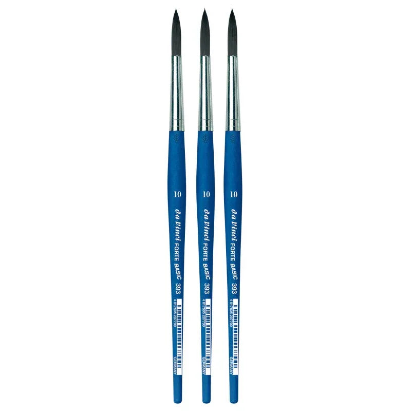 FORTE BASIC Student Brush, Synthetic, Acrylic, Round, Series 393, Size 10, Pack of 3