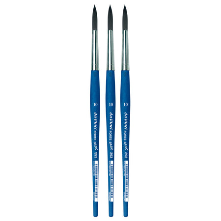 FORTE BASIC Student Brush, Synthetic, Acrylic, Round, Series 393, Size 10, Pack of 3