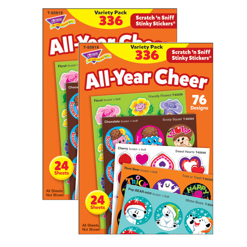 All Year Cheer Stinky Stickers&reg; Variety Pack, 336 Count Per Pack, 2 Packs