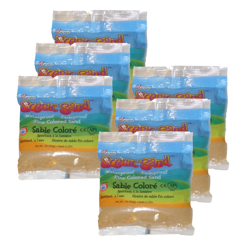 Scenic Sandâ¢ Craft Colored Sand, Light Brown, 1 lb (454 g) Bag, Pack of 6