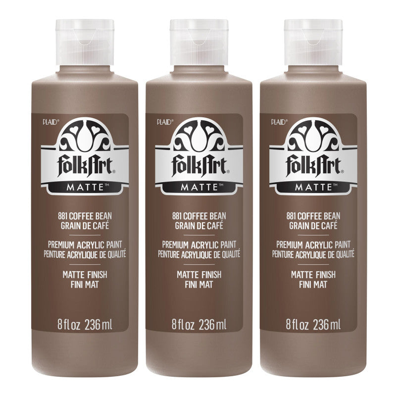 Acrylic Paint Matte, 8oz., Coffee Bean, Pack of 3