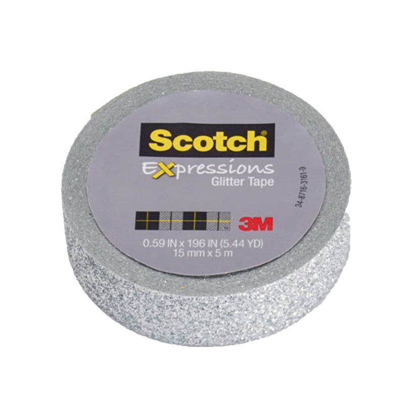 Expressions Glitter Tape, .59" x 196", Silver Glitter