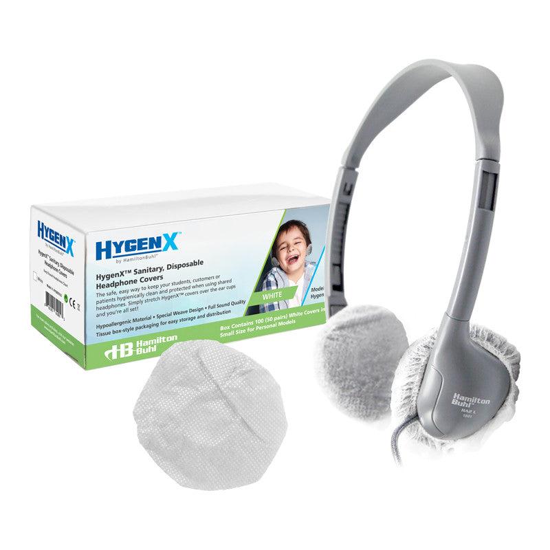 Hygenx Sanitary Ear Cushion Covers (2.5" White, 50 Pairs) - For On-Ear Headphones & Headsets