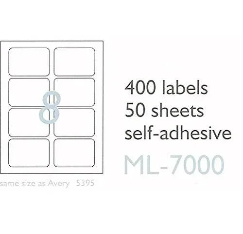 MACO Laser/Ink Jet White Name Badge Labels 400 Per Box (ML-7002) Blue Border