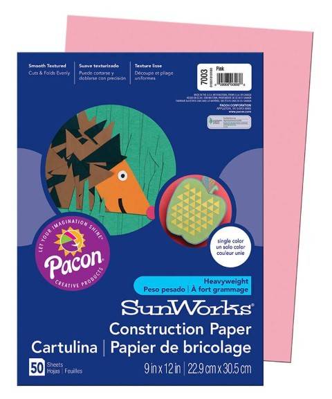 PRANG® Construction Paper 9" x 12" 50 Sheets Per Pack Medium Weight Pink