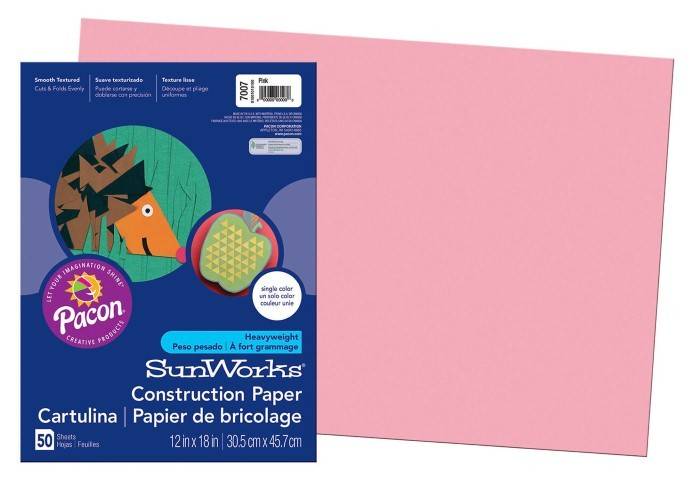 Pacon Construction Paper 12" x 18" 50 Sheets Per Pack Pink