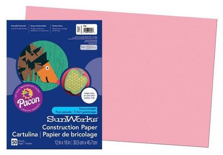 Pacon Construction Paper 12" x 18" 50 Sheets Per Pack Pink