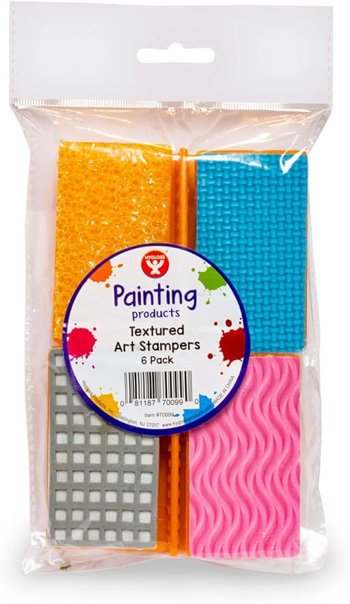 Kids Textured Foam Stampers for Painting, 6 Fun Designs - (Hygloss)
