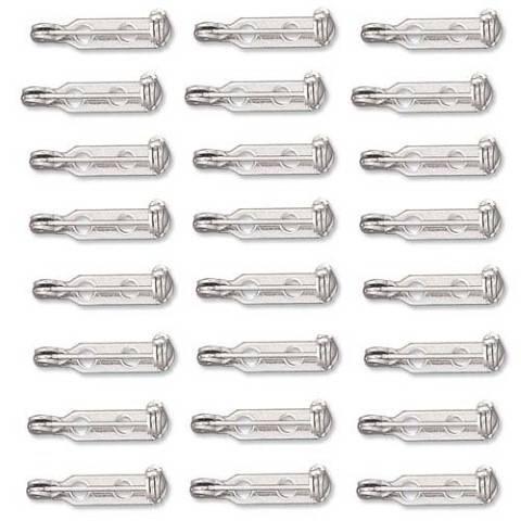 144-Piece Bar Pinback Glue On, 3/4-Inch, Silver Tone