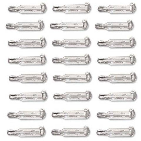 144-Piece Bar Pinback Glue On, 3/4-Inch, Silver Tone