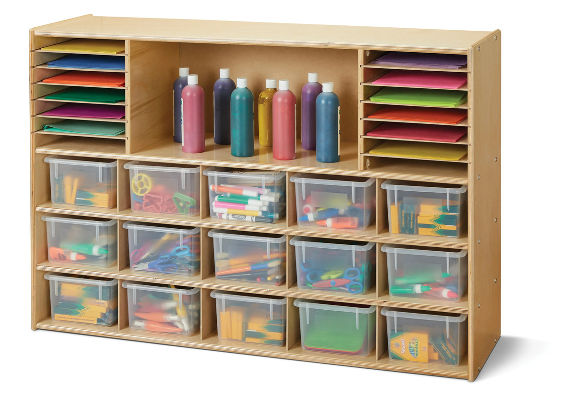 Young Time® Sectional Cubbie-Tray Storage - with Clear Bins