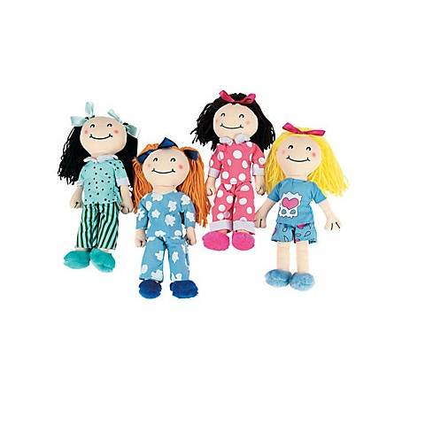 Slumber Party Yarn Hair Dolls,12" Set of 4