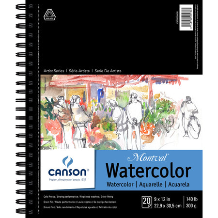 Artist Series Montval Watercolor Pad, Side Wire Binding, 20 Sheet, 9x12 inch, 1 Count