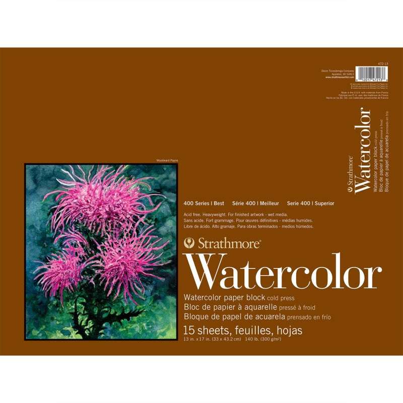 400 Series Watercolor Paper Block, 15 Sheet, 13x17 inch, 1 Count