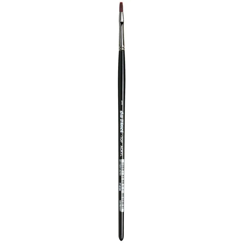 TOP-ACRYL Bright Red-Brown Brush, Synthetic, Acrylic & Oil, Flat, Series 7185K, Size 1
