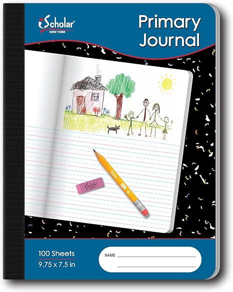 iScholar Primary Composition Book, Journal, Unruled Top, .5 Inch Ruled Bottom Half, 100 Sheets, 9.75 x 7.5 Inches, (10116)