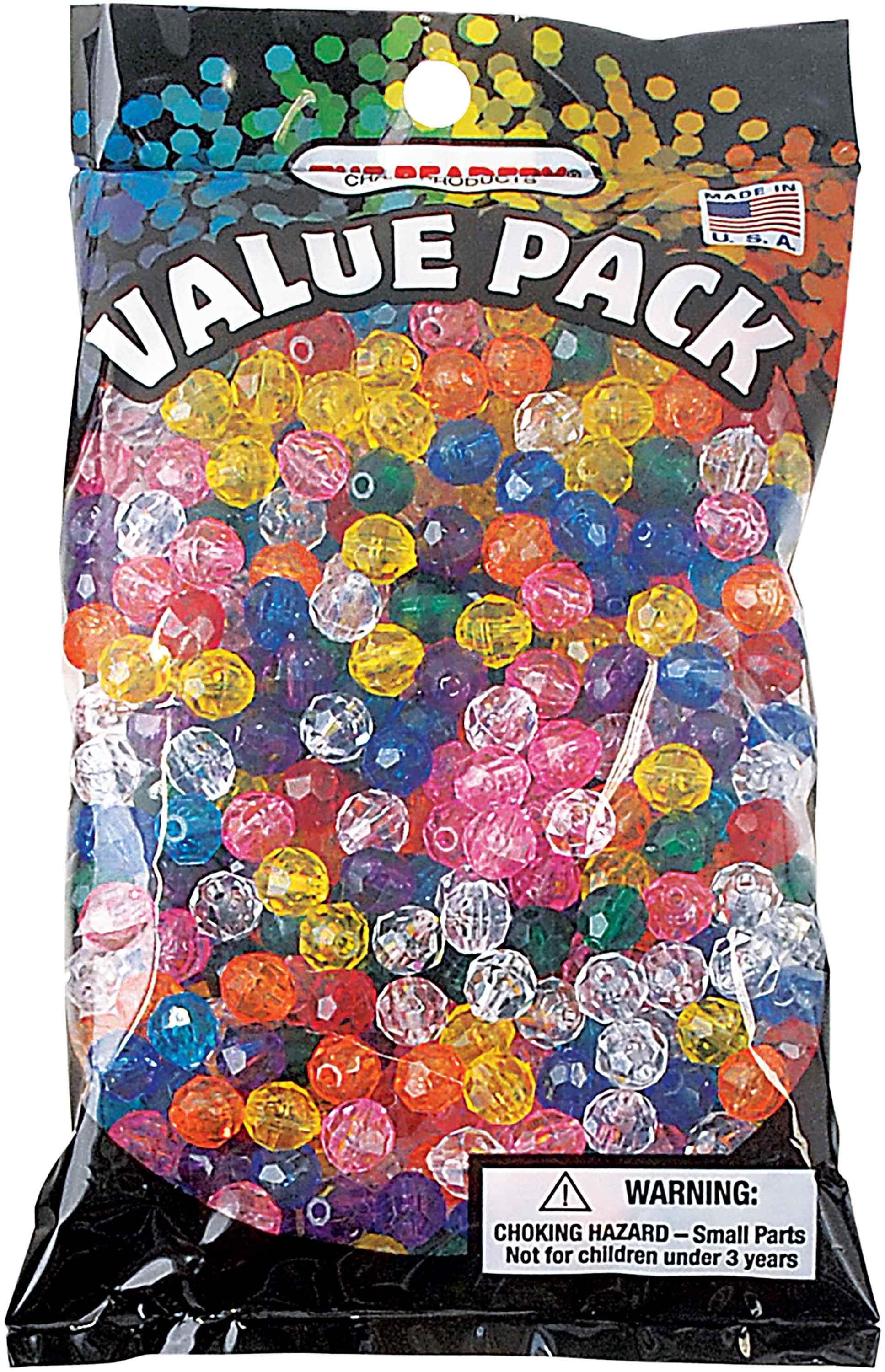 8mm Faceted Beads – Transparent Multi – 900 Piece Value Pack (21611)