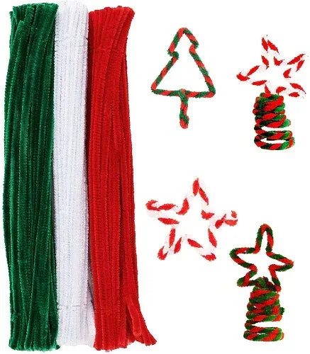 100 Pieces Christmas Pipe Cleaners Chenille Stems
