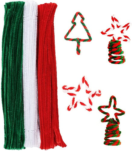 100 Pieces Christmas Pipe Cleaners Chenille Stems