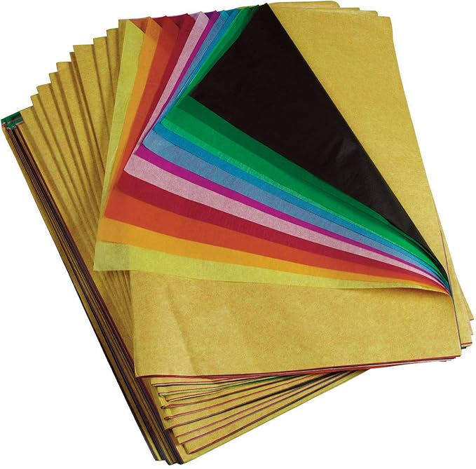 Spectra® Deluxe Bleeding Art Tissue, 12 Color Rainbow Ream, 20" x 30", 480 Sheets, (59450)