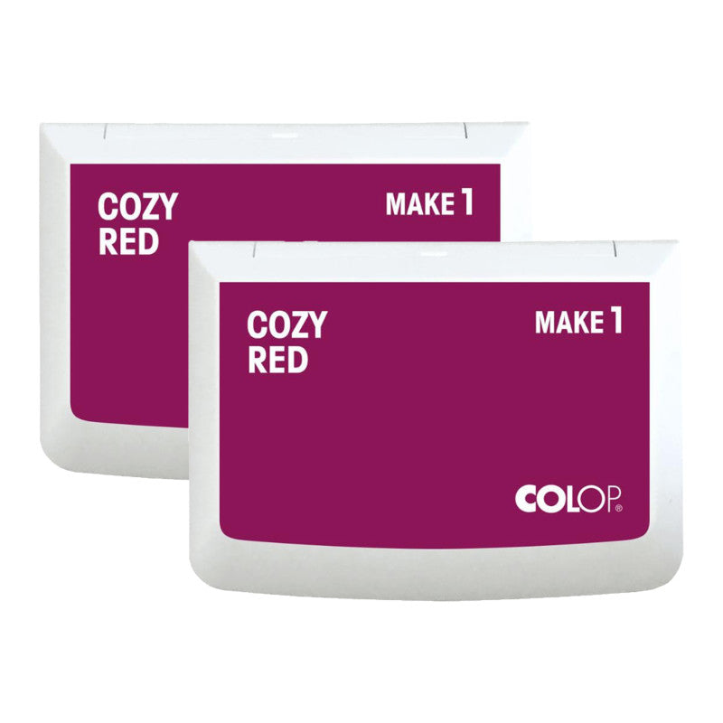 Make 1 Water-Based Acid-Free Craft Ink Stamp Pad, 3.5 x 2 Inches, Cozy Red, 2 Pack