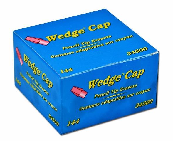 Wedge Pencil Cap Erasers, Box of 144, Pink , 34500