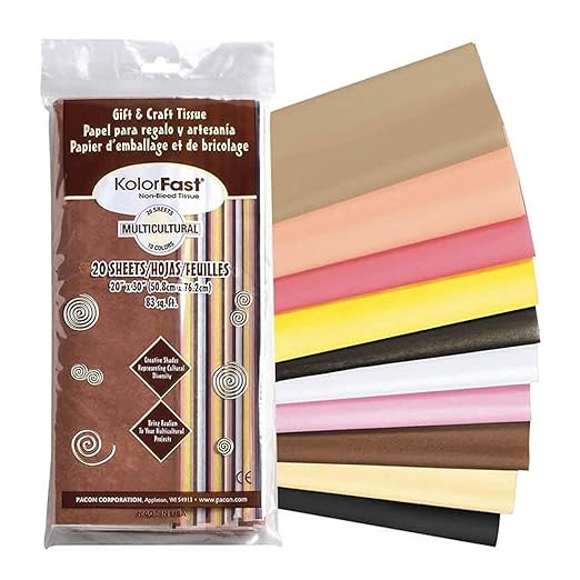 KolorFast® Multicultural Tissue Paper Assortment, 14 Sheets of 20" x 24"