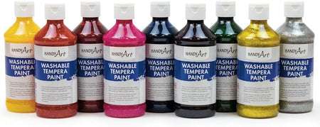 Washable Glitter Paint 8 oz, 9 color Assortment HAN887286