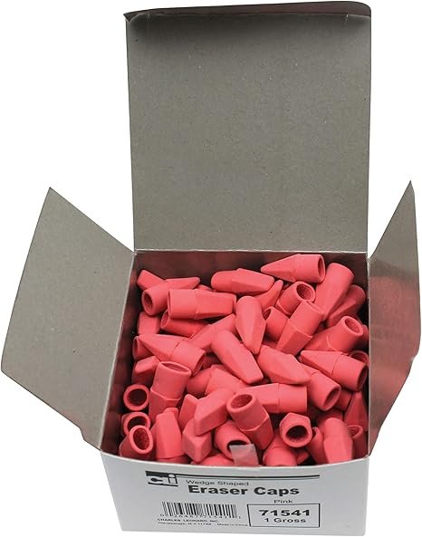 Wedge Pencil Cap Eraser, Pink, 144/box