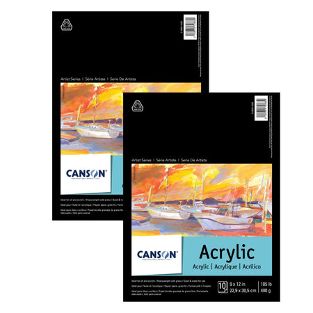 Artist Series Acrylic Pad, Foldover Binding, 10 Sheet, 9x12 inch, Pack of 2