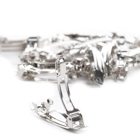 Silver Metal Spring Barrettes 3" 12/pack