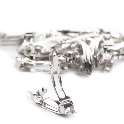 Silver Metal Spring Barrettes 3" 12/pack