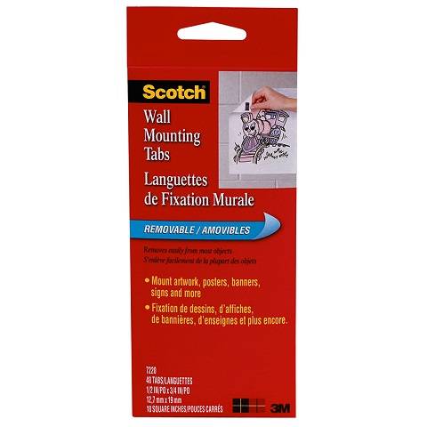 Scotch® Wall Mounting Tabs, 1/2" x 3/4", 48 Tabs/Box