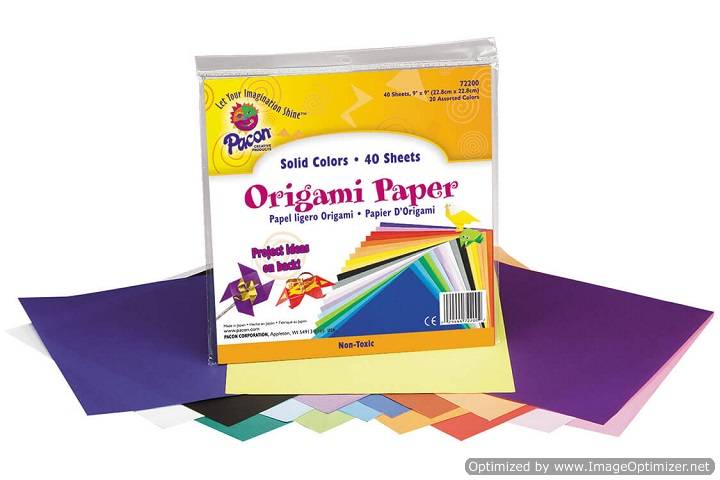 PACON ORIGAMI PAPER 9" X 9" ASSORTED COLORS 40 SHEETS