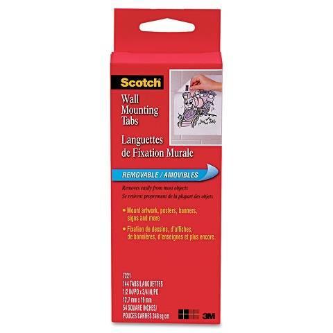 Scotch Precut Removable Mounting Tabs, Double-Sided, 1/2" x 3/4", 144/Pack