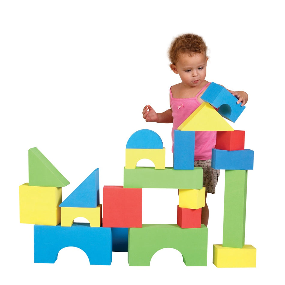 Color Edu-Blocks, BIG, 2-3/4" thick, up to 12" x 6" long, Set of 32