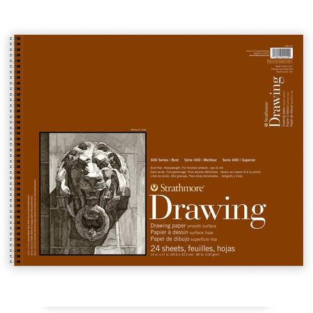 400 Series Drawing Paper Pad, Smooth Finish, Top Wire Binding, 24 Sheet, 14x17 inch, 1 Count