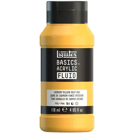 BASICS Acrylic Fluid, 118 mL Bottle, Cadmium Yellow Deep Hue