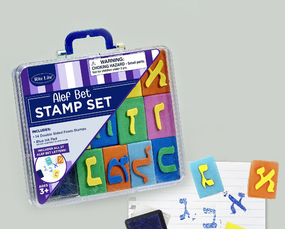 Alef-Bet Foam Stamp Set in Carrying Case