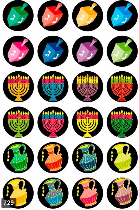Jewish Chanukah Metallic Stickers