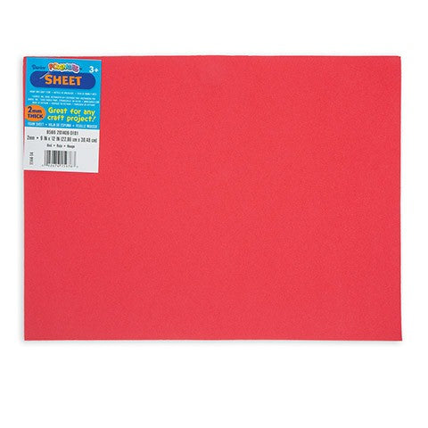 Colored Foam Sheet 2mm thick - 9 x 12 inches, 10 pack Red