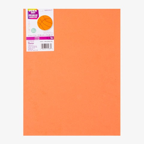 Colored Foam Sheet 2mm thick - 9 x 12 inches, 10 pack Orange