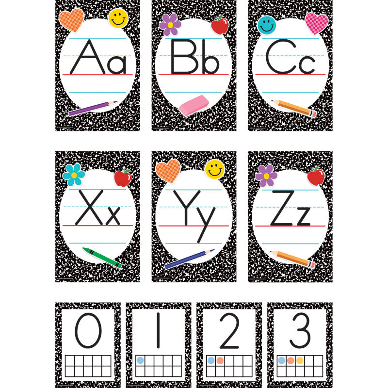 Cool for School Composition Alphabet Bulletin Board Set, 37 Pieces