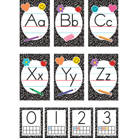 Cool for School Composition Alphabet Bulletin Board Set, 37 Pieces