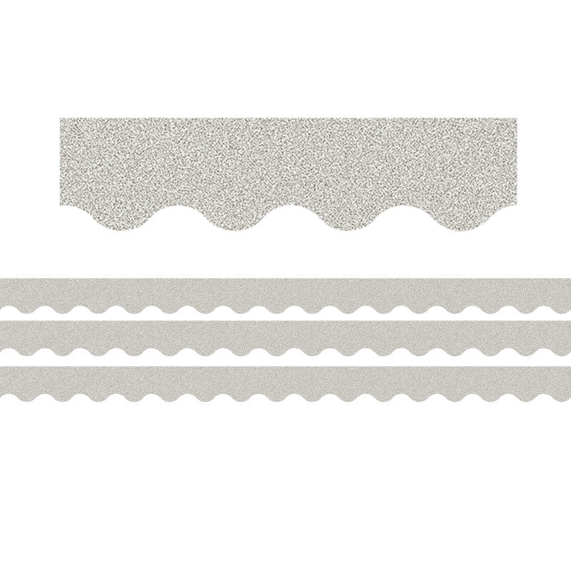 Silver Glitz Scalloped Border Trim, 35 Feet Per Pack, 3 Packs