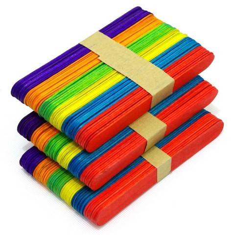 Colored Wood Craft Sticks - 4-1/2" x 3/8" - 150/pkg