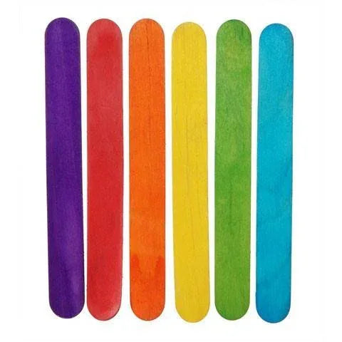 Jumbo Colored Wood Craft Sticks - 6" x 3/4" - 100/pkg