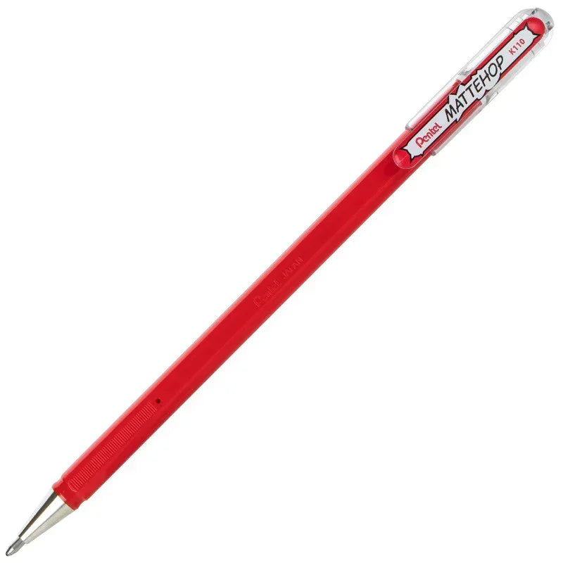 Hybrid MATTEHOP Gel Roller, 1.0mm, Matte Red Ink, Pack of 12
