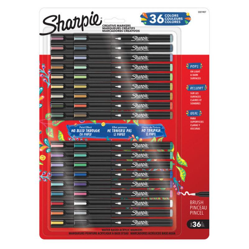 Creative Acrylic Markers, Brush Tip, Ultimate Assorted Colors, 36 Count